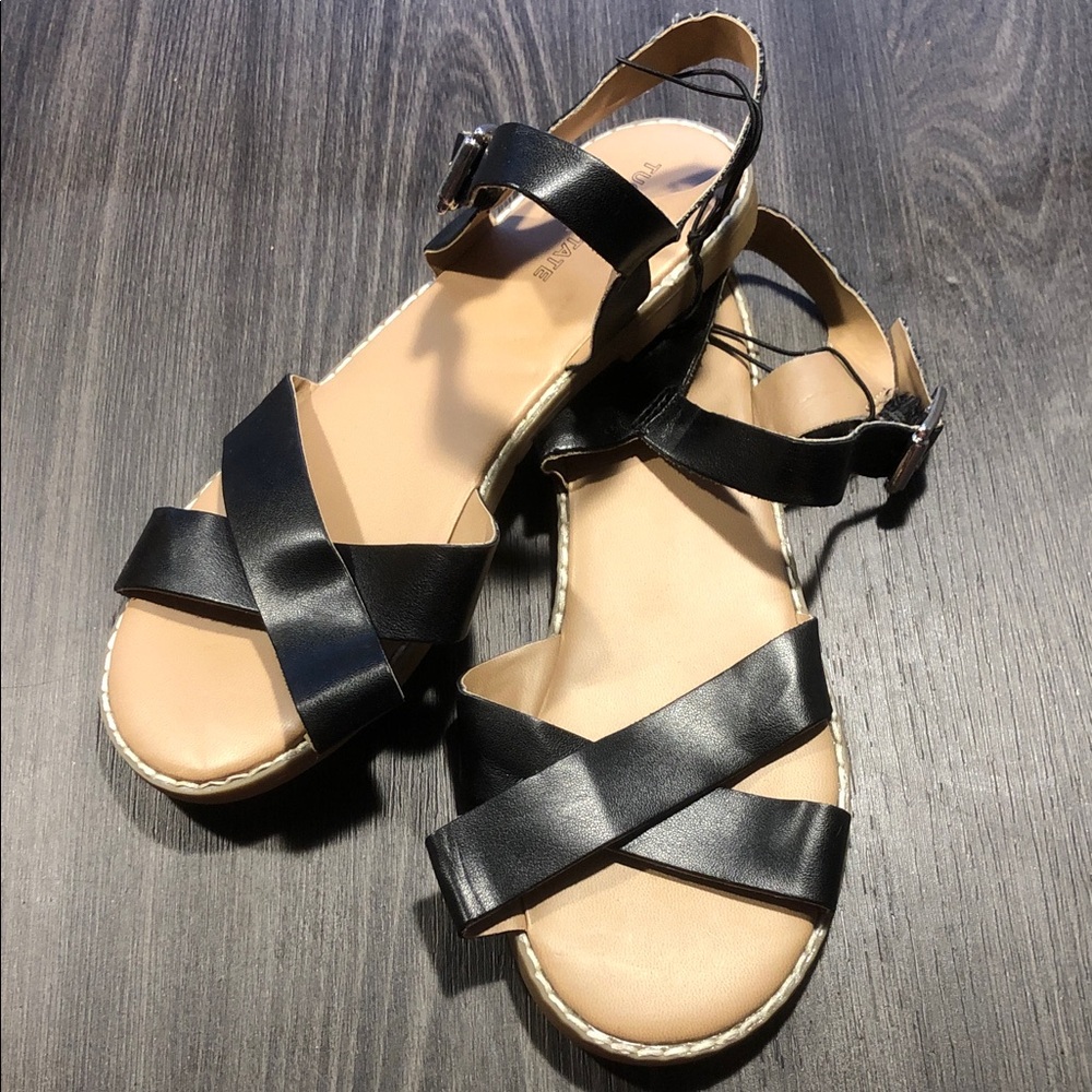 Tucker + Tate Black Crisscross Ankle Buckle Sandals